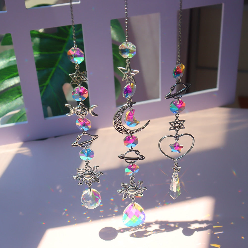 Delicate Crystal Moon Wind Chime Catcher