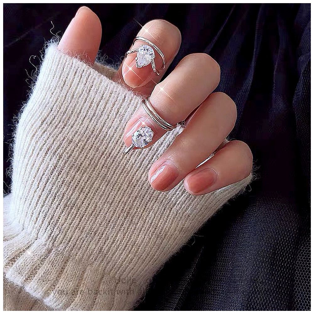 Trendy Silver Stacking Slim Ring Set