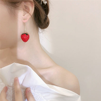 Sweet Red Berry Dangle Earrings