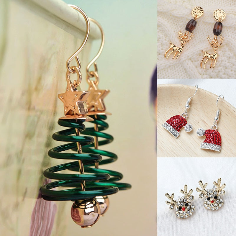 Festive Holiday Christmas Tree Dangle Earrings