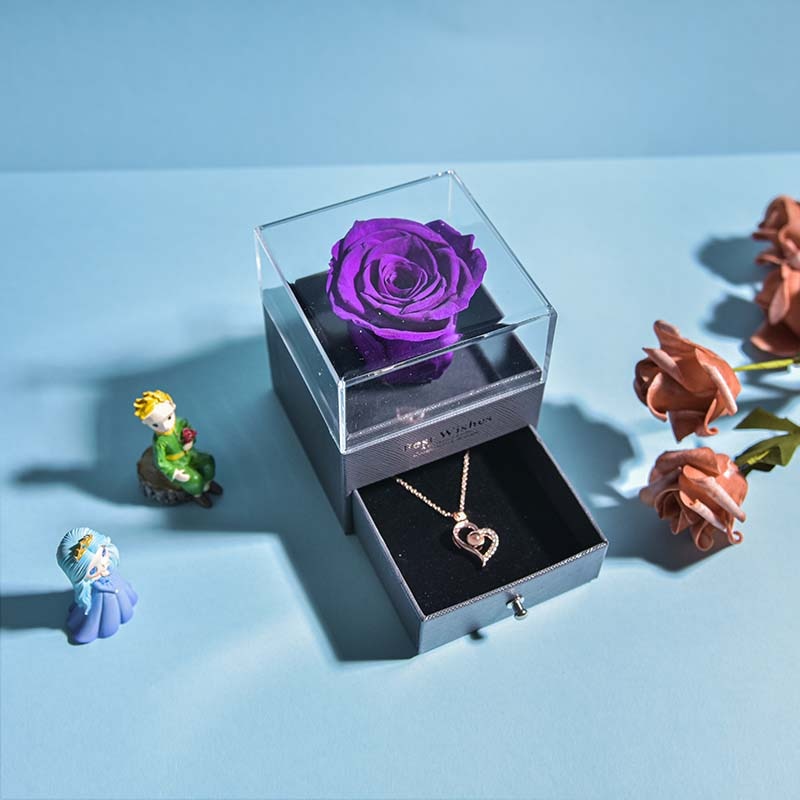 Beautiful Rose Pendant Necklace Gift Box