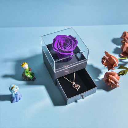 Beautiful Rose Pendant Necklace Gift Box