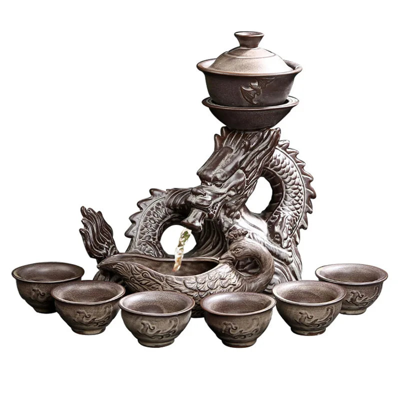 Traditional Asian Dragon Ceramic Tea Set