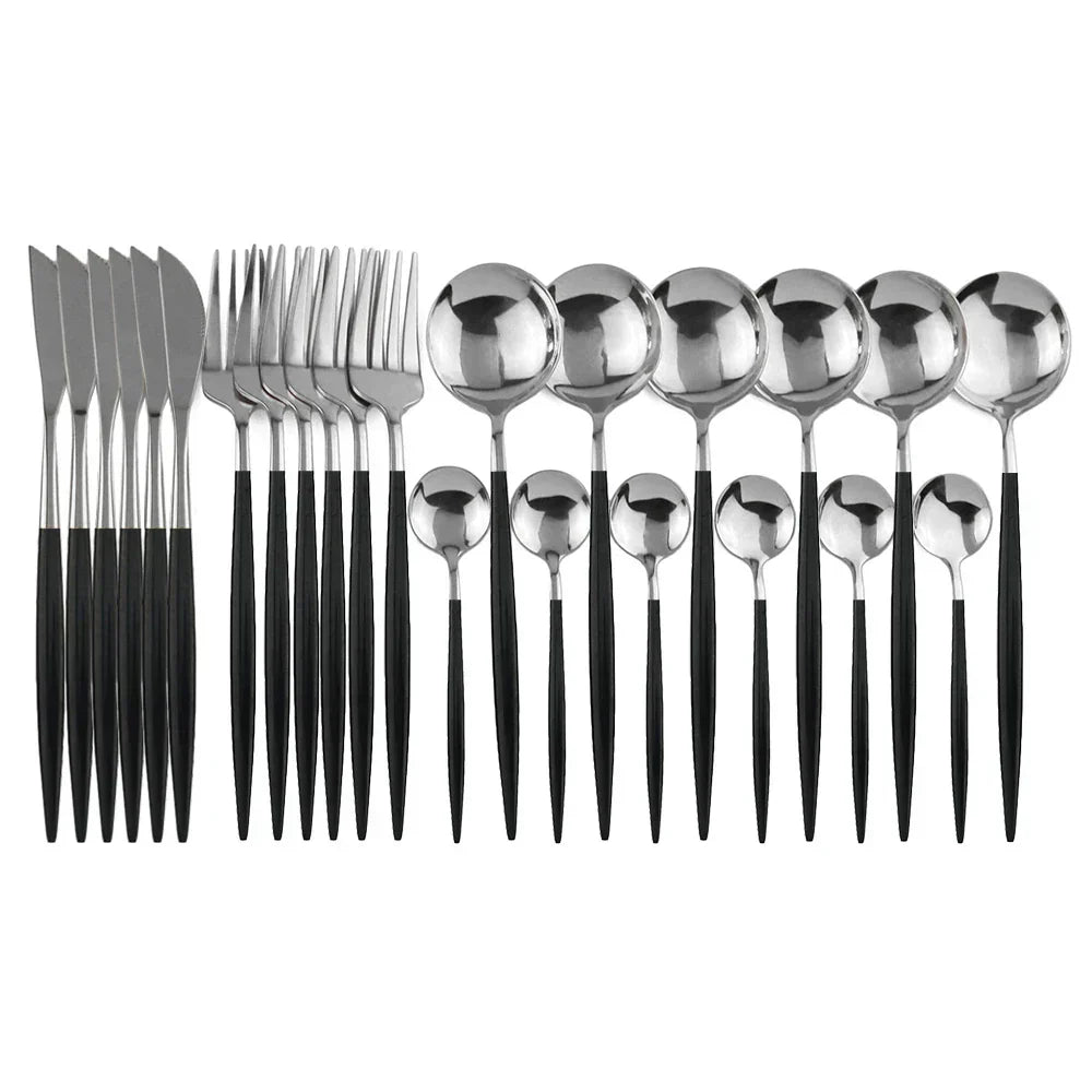 Luxury Silver Coated Metal Flatware Set