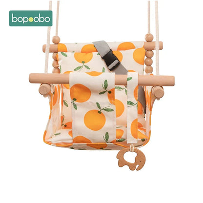 Soft Baby Wooden Swing Set with Safety Harness