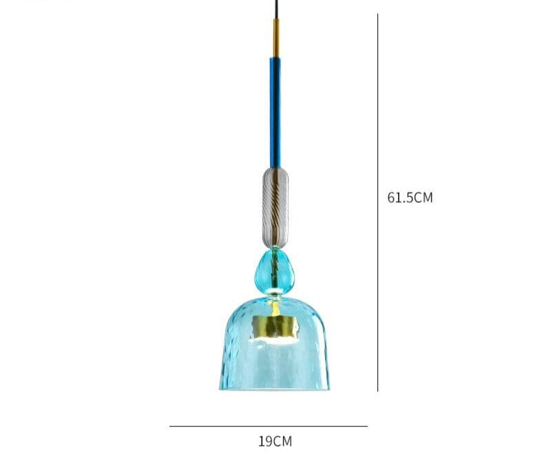 Colorful Glass Pendant Light in Brushed Brass