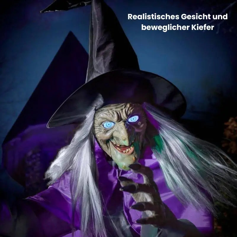 Animated Witch Halloween Decor with Lights & Sound