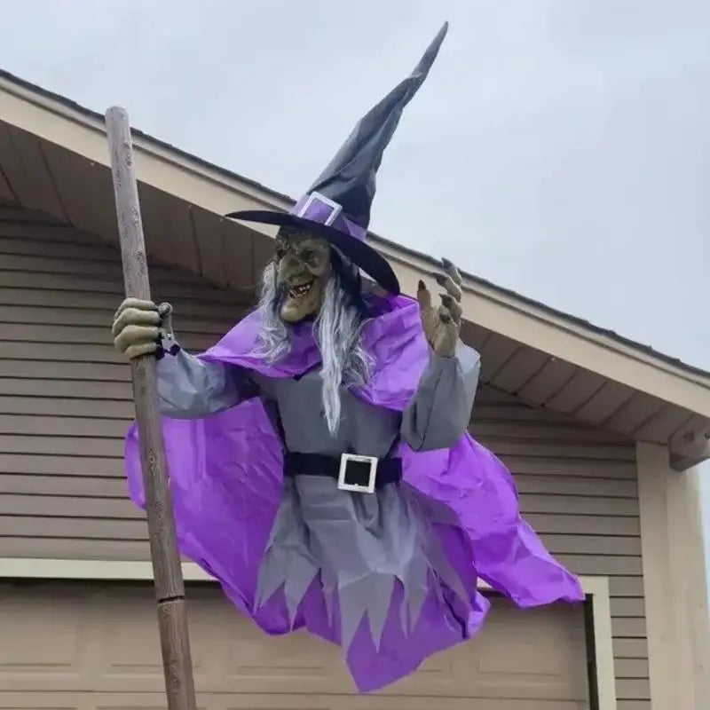 Animated Witch Halloween Decor with Lights & Sound