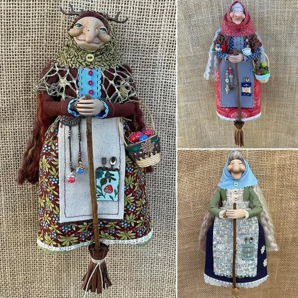 Unique Wooden Witch Figurine Decoration