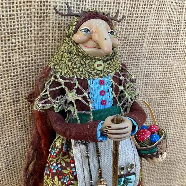 Unique Wooden Witch Figurine Decoration