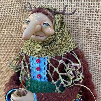 Unique Wooden Witch Figurine Decoration
