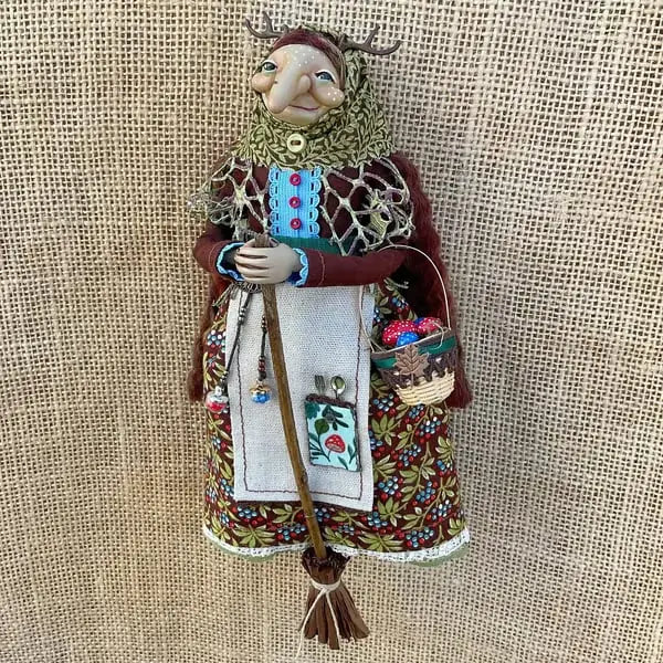 Unique Wooden Witch Figurine Decoration