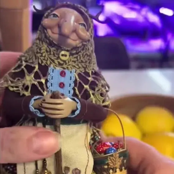 Unique Wooden Witch Figurine Decoration