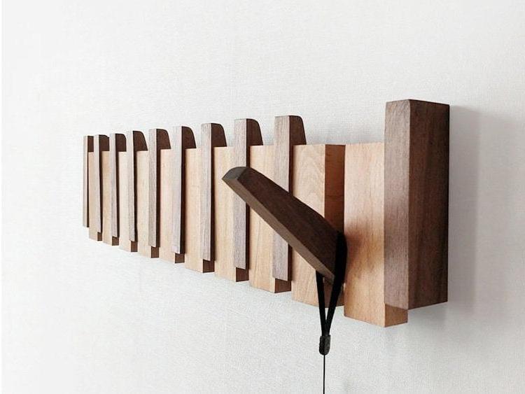 Natural Wood Wall Mounted Coat Rack Entryway Storage - Luxicro