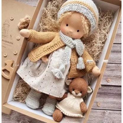 Adorable Plush Doll with Cute Accessories and Cloth Bag