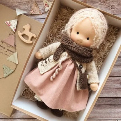 Adorable Plush Doll with Cute Accessories and Cloth Bag