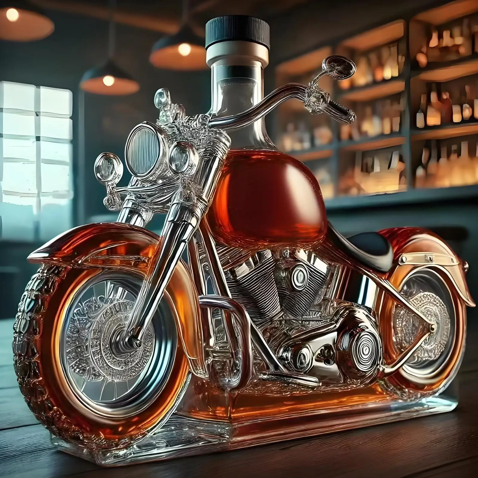 Biker's Choice Harley Motorcycle Whiskey Decanter for Home - Luxicro