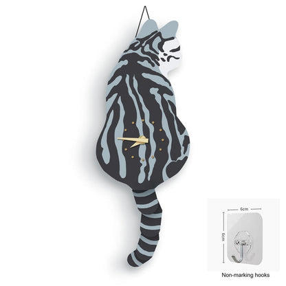 Cute Cat Shaped Wooden Clock