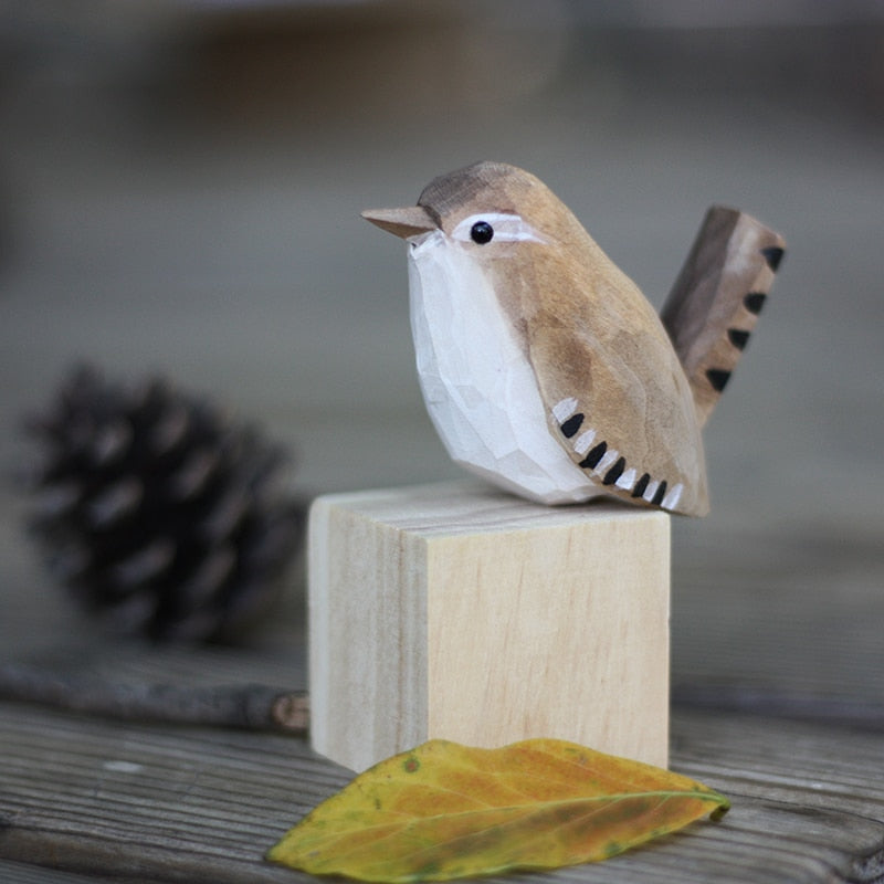 Rustic Wooden Robin Figurine