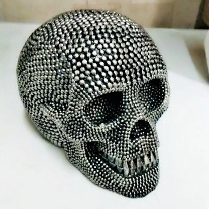 Big Metallic Skull Figurine Home Decor Statue