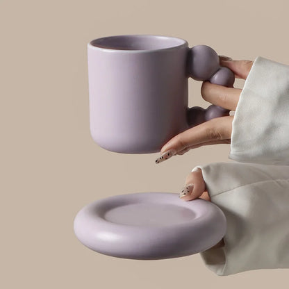 Purple Ceramic Mug Set Handmade Home Decor Gift - Luxicro