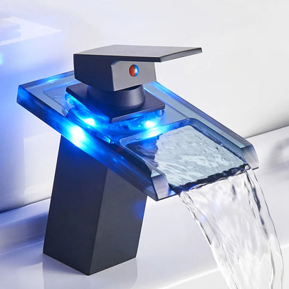 Contemporary LED Gold Waterfall Kitchen Faucet - Luxicro