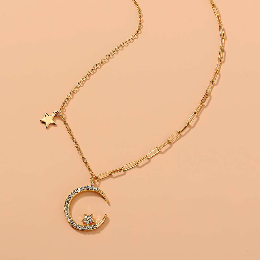 Elegant Moon Pendant Long Necklace