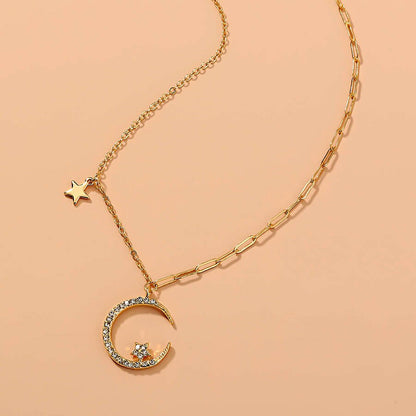 Elegant Moon Pendant Long Necklace