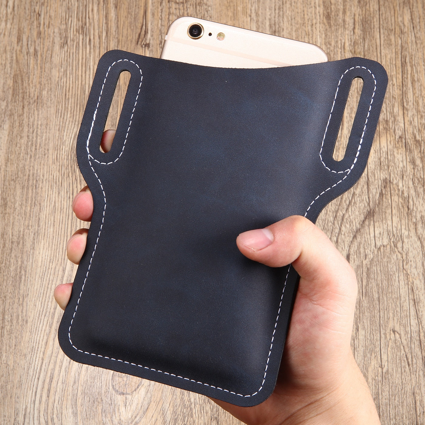 Retro Brown Leather Phone Holster