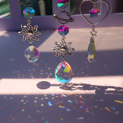 Delicate Crystal Moon Wind Chime Catcher