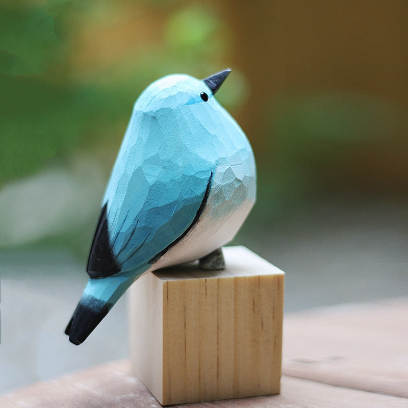 Rustic Wooden Robin Figurine