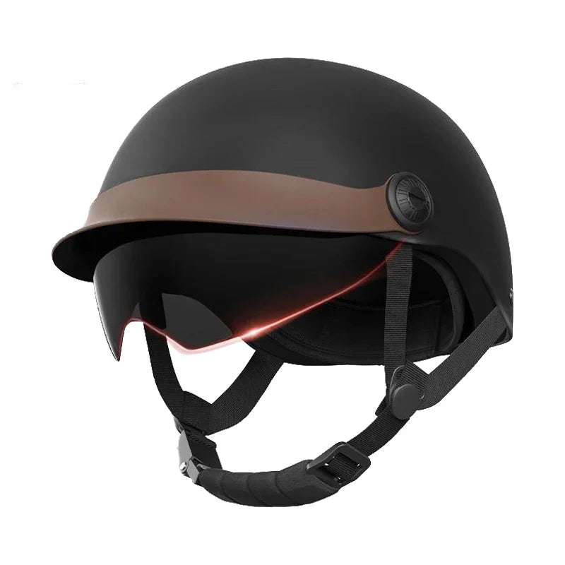 Classic Gloss Motorcycle Half Face Helmet with Visor - Luxicro