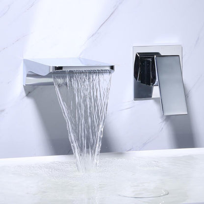 Contemporary Brushed Nickel Wall Mount Sink Faucet - Luxicro