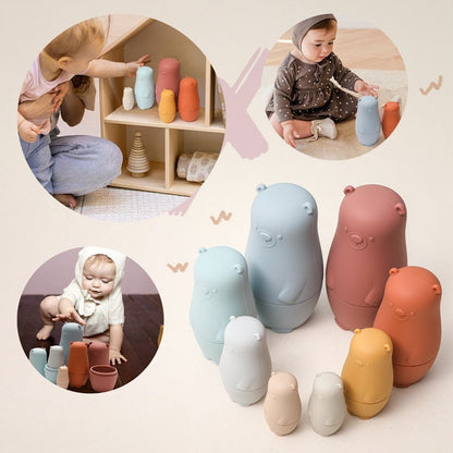Vibrant Rubber Nesting Matryoshka Dolls