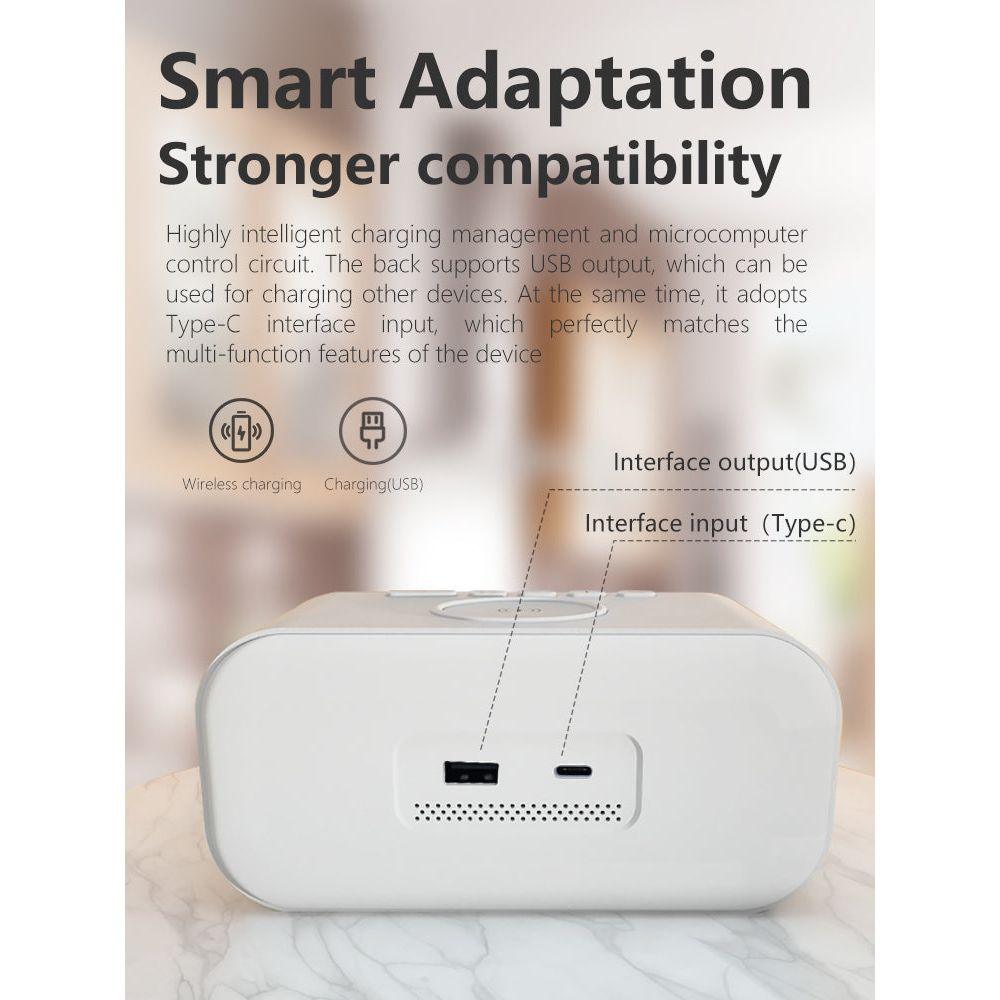 Small Double Alarm Clock with Wireless Charger & LED Screen