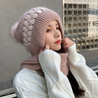 Cozy Double Sided Wool Beanie Scarf Set