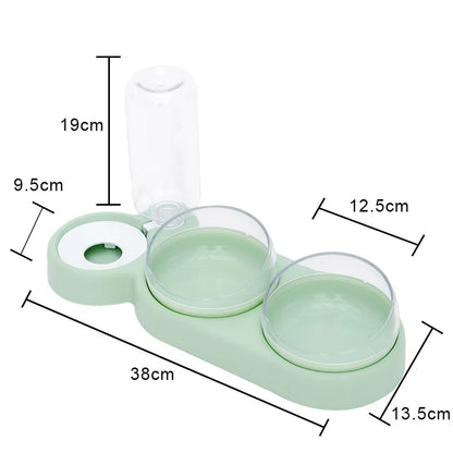 Adjustable Pet Feeder 3 Bowl Stand with Water Bottle