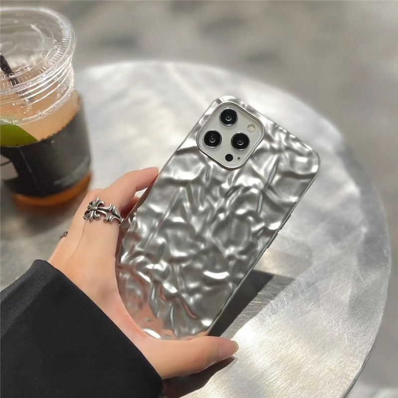 Metallic Silver iPhone Cover Case