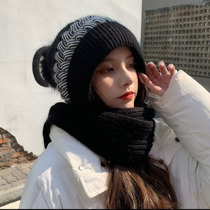 Cozy Double Sided Wool Beanie Scarf Set