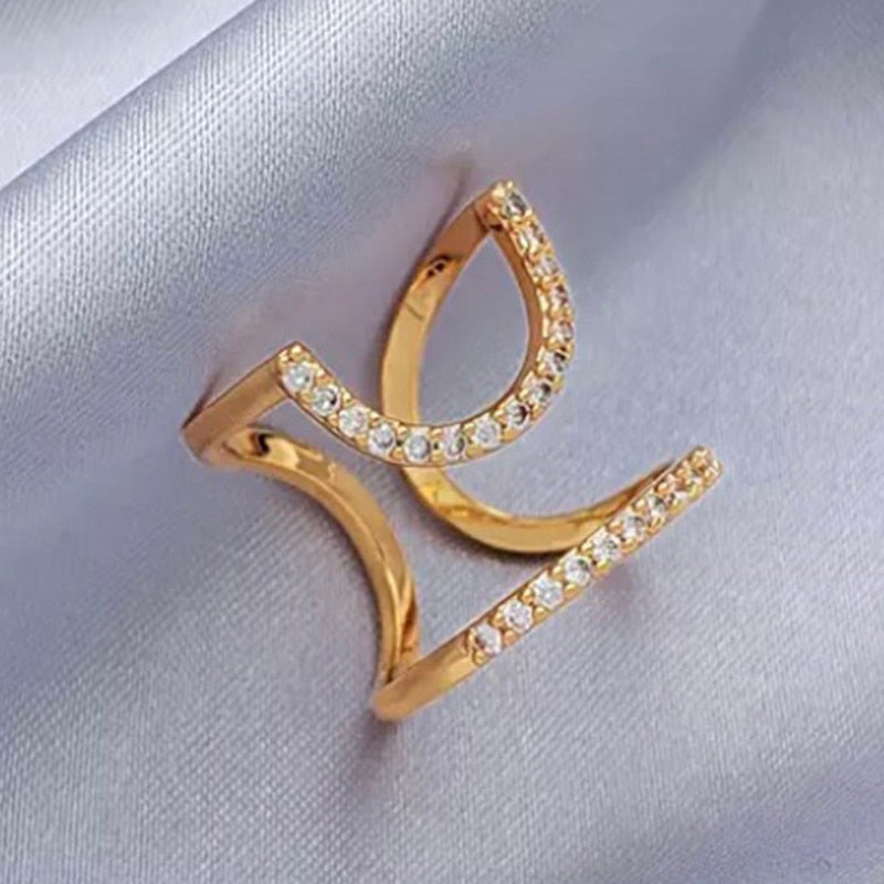 Trendy Silver Stacking Slim Ring Set