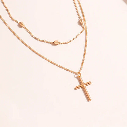 Dainty Two Tone Cross Pendant Necklace