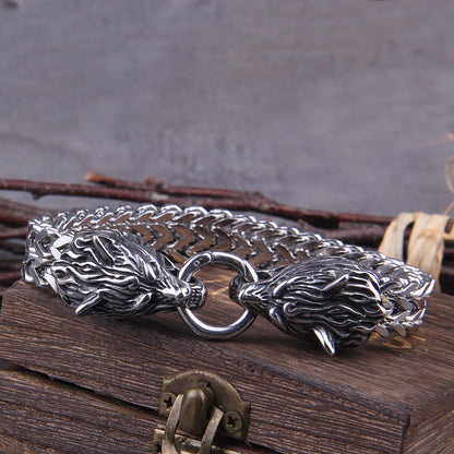 Strong Viking Style Leather Bracelet for Men