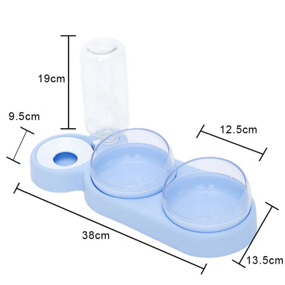 Adjustable Pet Feeder 3 Bowl Stand with Water Bottle