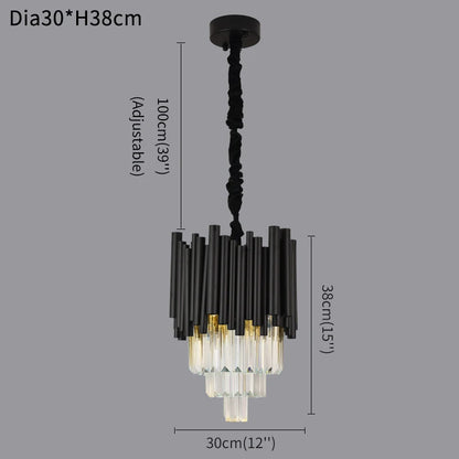 Elegant Black Crystal Hanging Lamp In Metal Frame