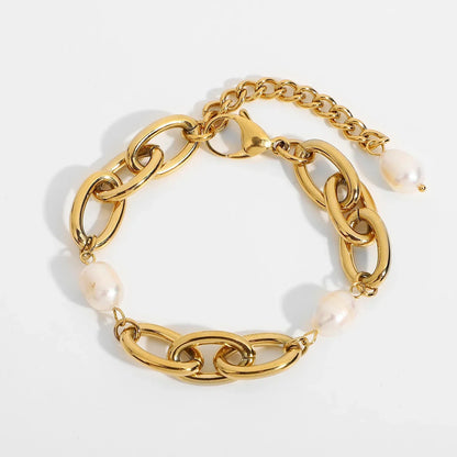 Luxury Pearl Detail Golden Chain Bracelet
