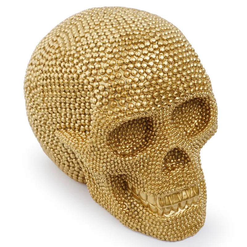 Big Metallic Skull Figurine Home Decor Statue