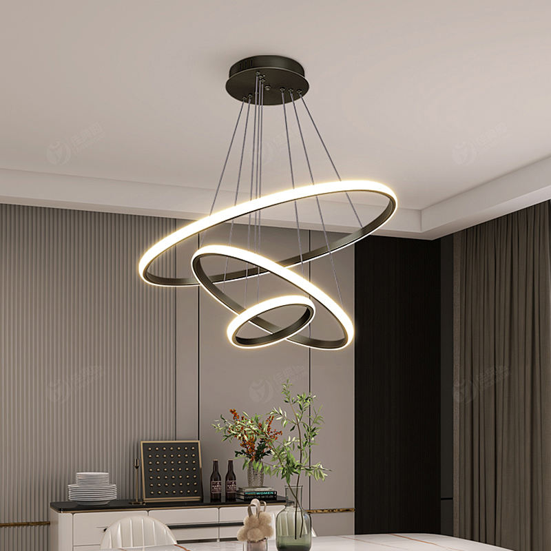 Contemporary Adjustable 3 Ring LED Pendant Lighting Fixture - Luxicro