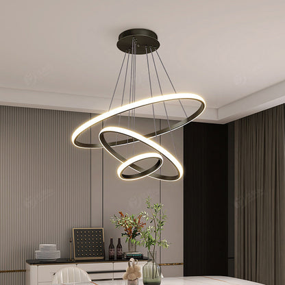 Contemporary Adjustable 3 Ring LED Pendant Lighting Fixture - Luxicro