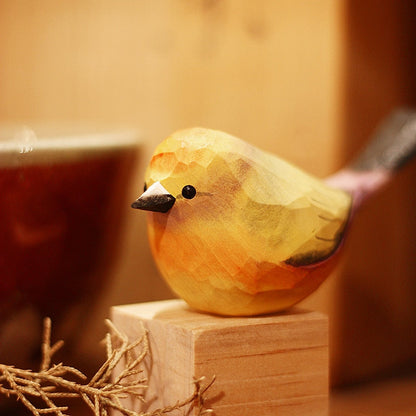 Rustic Wooden Robin Figurine