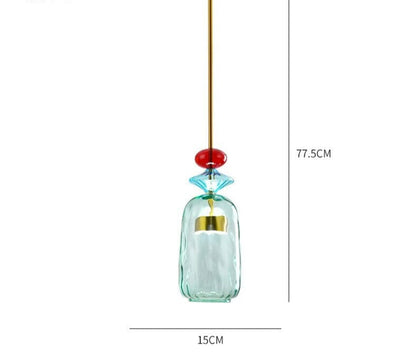 Colorful Glass Pendant Light in Brushed Brass